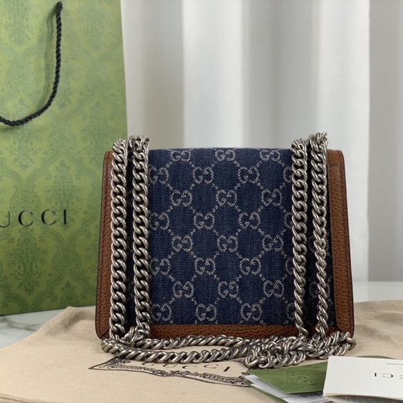 Gucci Mini Dionysus Shoulder Bag in Blue Denim - Picture 8 of 9